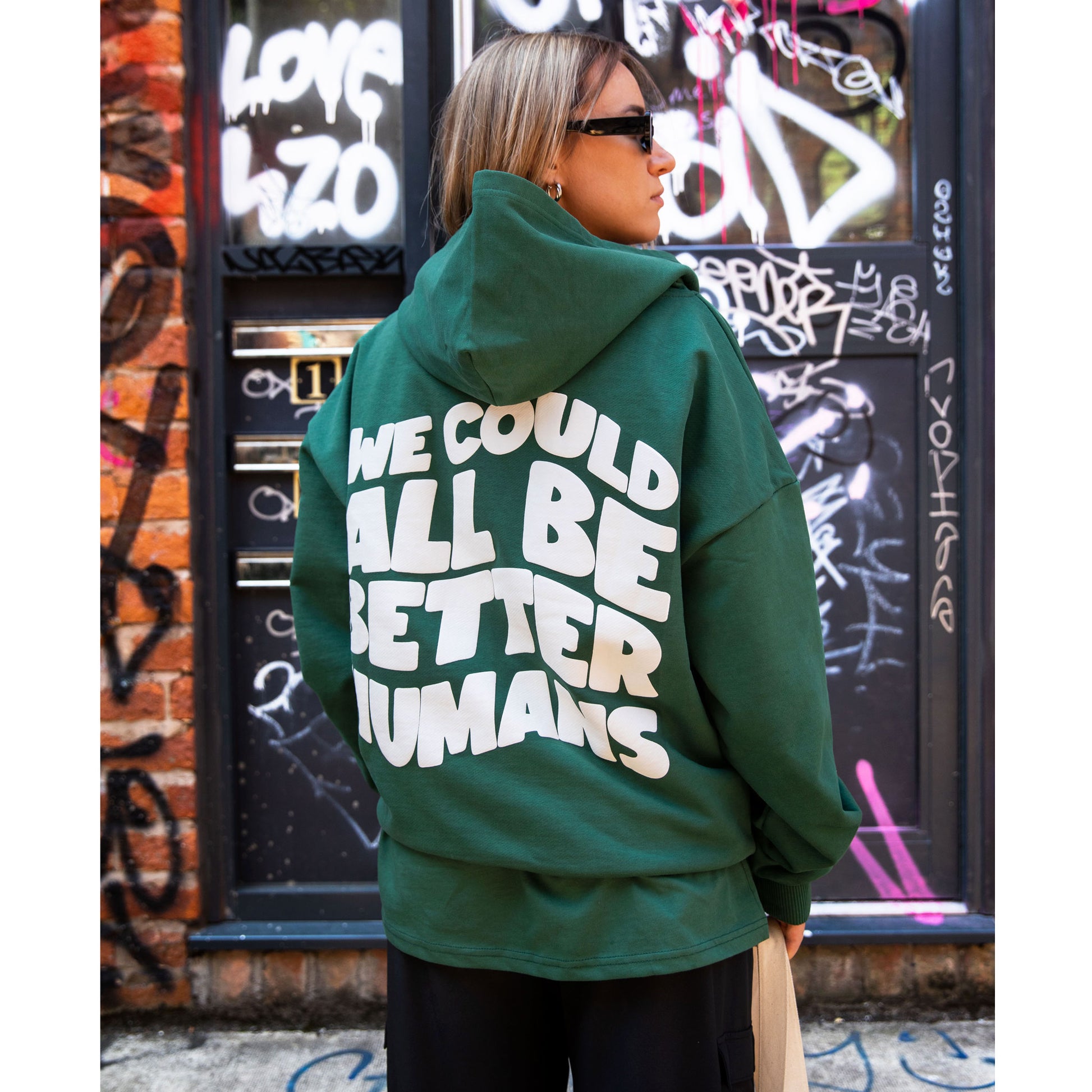 Less Judgement Hoodie - Dark Green - Back