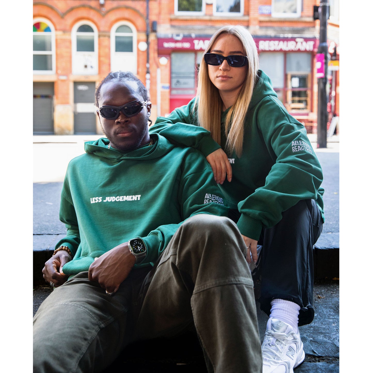 Less Judgement Hoodie - Dark Green - Front