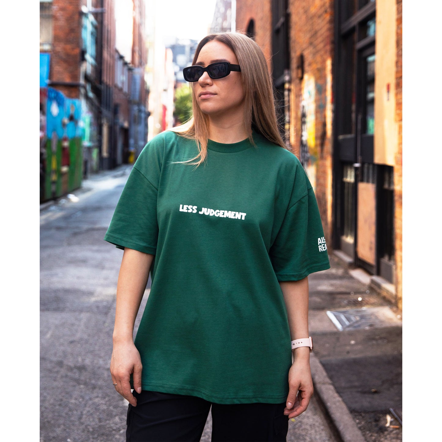 Less Judgement Tee - Dark Green - Front