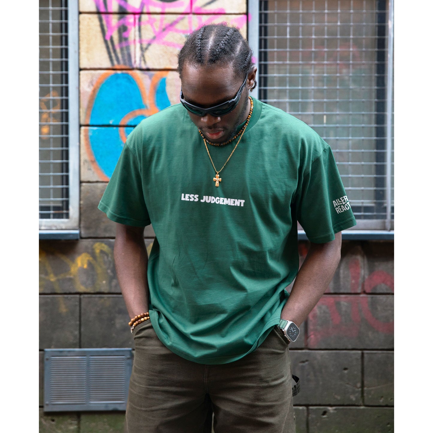 Less Judgement Tee - Dark Green - Front